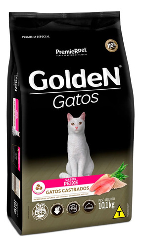 Ração Golden Gatos Adultos Castrados Peixe 10,1kg