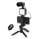 Video Kit Vlogs Luz De Video Led Micrófono Mini Trípode