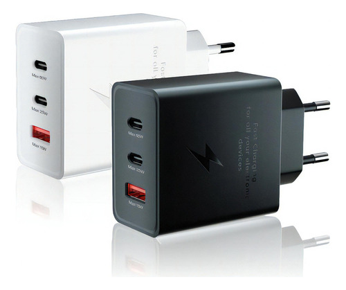 Cargador Carga Super Rápida 65w Usb C + Usb +