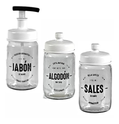 Set X3 Jabon Liquido Dispenser, Frasco De Algodón Y Sales