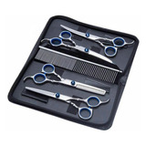 Kit 4 Tesouras 1 Pente De Tosa Profissional Pet Azul Oferta