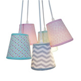 Lustre Pendente Decoração Bebê Chevron Cinza, Verde E Rosa