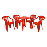 Conjunto De 1 Mesa E 4 Cadeiras De Plástico - Colorido