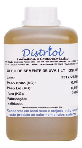 Oleo Vegetal De Semente De Uva 100% Puro E Natural 1l