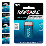 5 Baterias Alcalinas 9v Rayovac 5 Cart