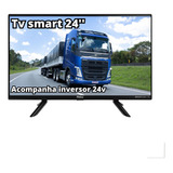 Smart Tv 24'' + Antena Avião Iate Caminhão + Conversor 24v