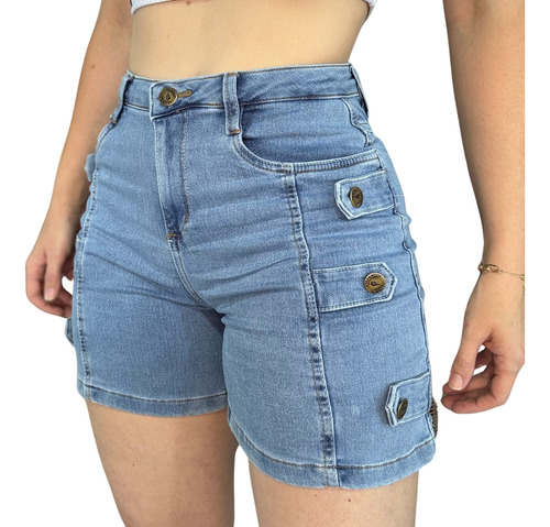 Bermuda Short Jeans Mom Country Martingale Triplo Solto Reto