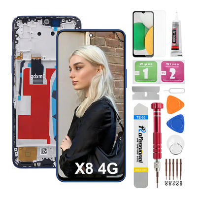 Okbichi Pantalla Para Huawei Honor X8 4g Tfy-lx1, Tfy-lx2, Tfy-lx3 Con Marco Azul | Meses sin interés