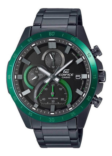 Reloj Casio Edifice Efr-571dc-1avudf Color De La Correa Negro Color Del Bisel Verde Color Del Fondo Gris