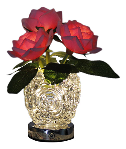 Romántica Luz Nocturna Led Regulable Con Forma De Flor Artif