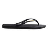 Ojota Havaianas Slim Logo Metallic Negro Dorado