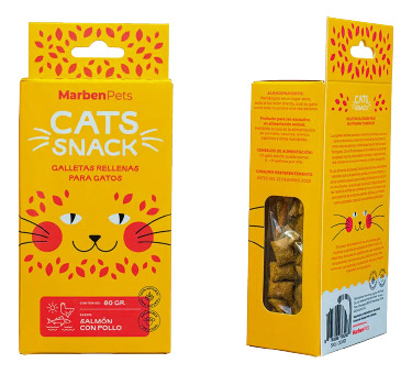 Galletas Rellenas Para Gatos Marben Pets Sabor Salmón Con Pollo 80g