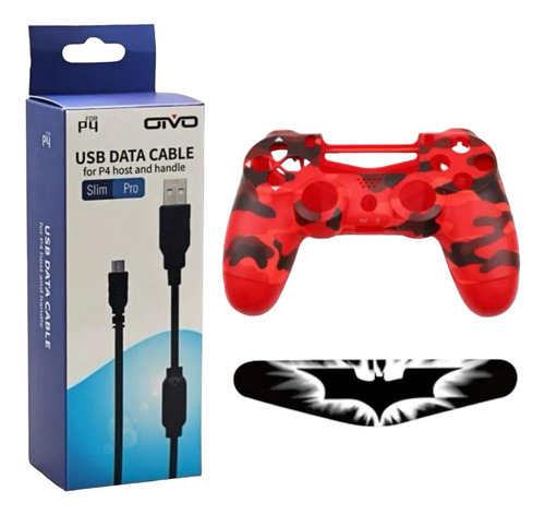 Pack 3 Cable De Carga Control De Ps4 + Silicona Ps4+pegatina