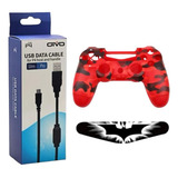 Pack 3 Cable De Carga Control De Ps4 + Silicona Ps4+pegatina