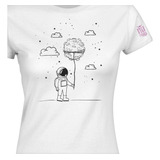 Camiseta Estampada Dama Mujer Luna Globo Astronauta Idk