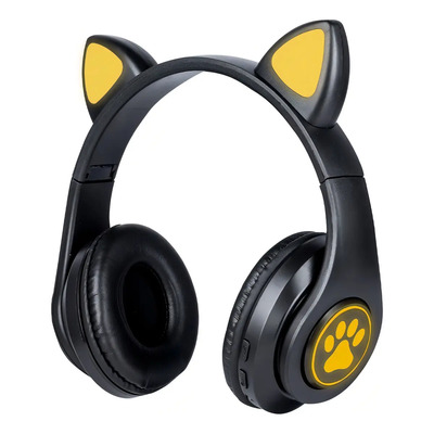 Audífonos Bluetooth Orejas De Gato Luz Rgb Diseño Kawaii Neg Color Negro | MercadoLibre