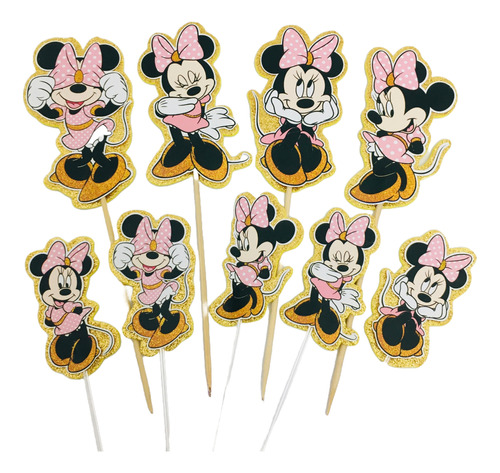 Pack Cake Topper + Toppers Cupcakes Minnie Mouse Glitter X17