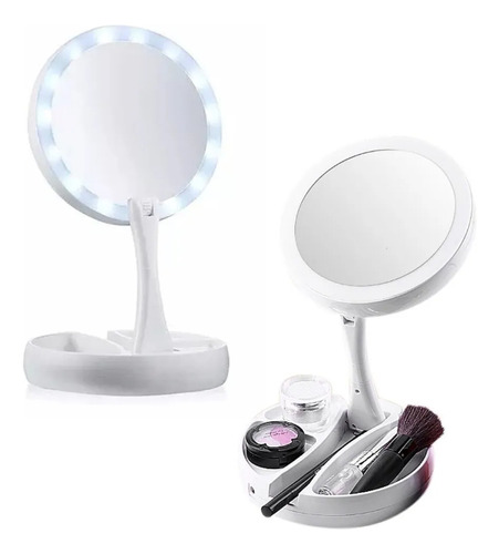 Espelho Para Maquiagem Retrátil E Portatil Com Luz Led