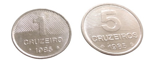 Moedas Casal Fao 1 E 5 Cruzeiros 1985 - Fc