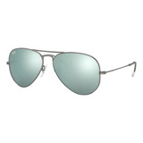 Anteojos De Sol Ray-ban Aviator Flash Lenses Standard Con Marco De Metal Color Polished Gunmetal, Lente Silver De Cristal Flash, Varilla Polished Gunmetal De Metal - Rb3025