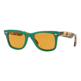 Ray Ban Rb2140 1240n9 Wayfarer Verde Cafe Carey Polarizado