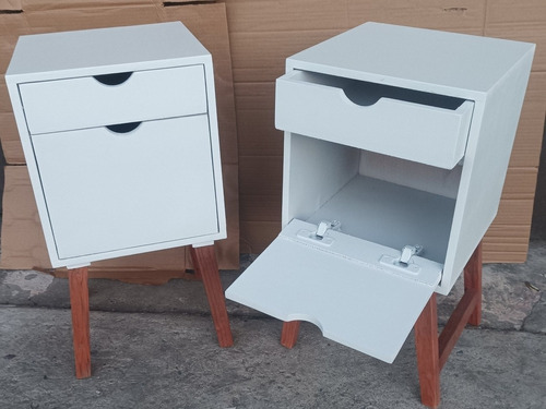 Par De Buros Recámara 1 Cajon Y 1 Puerta Nórdico Minimalista