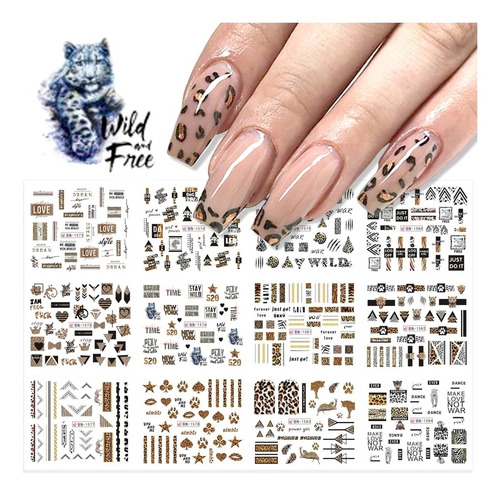 Stikers Uñas Tatto Nails 12 Uds Animal Print Decoración Uñas