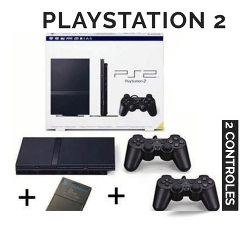 Playstation 2 Sony + 2 Controles Play 2 Completo + 3 Jogos