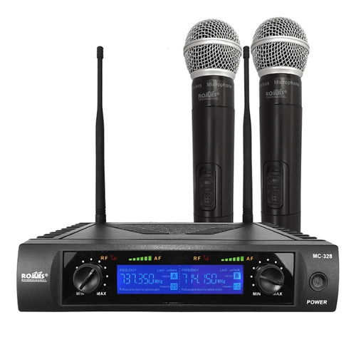 Set 2 Microfonos Inalambricos Mc-328 Uhf + Pantalla Digital 