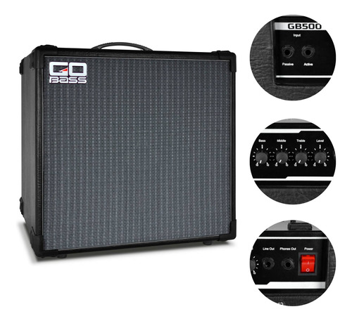 Amplificador 15 Para Baixo Borne Go Bass Gb500 Preto Bivolt 110v/220v