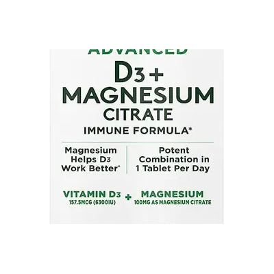 Suplemento en tabletas Nature's Bounty adavance Magnesio\u002FVitamina D de D3+MAGNESIUM CITRATE x 1g | Envío gratis