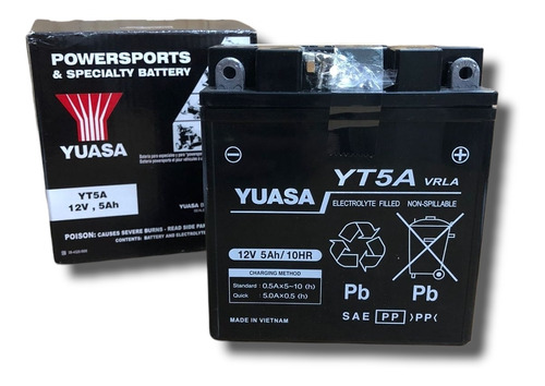 Batería Para Moto Yuasa Yt5a 12n53b Gel 110 Todas