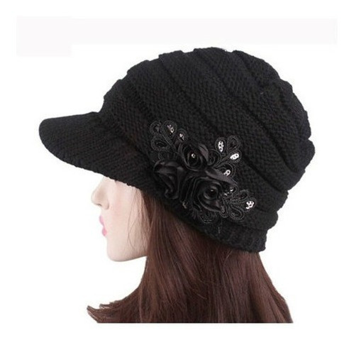 Gorro De Punto De Ganchillo Con Lentejuelas Para Mujer Boina