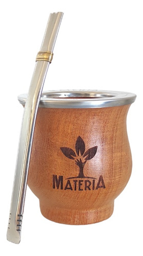 Mate De Madera Algarrobo Virola De Acero Grabado Mayorista 