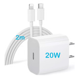 20w Cargador Carga Rápida Para iPhone 12 13 14 + Cable Tipo