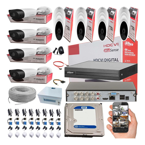 Cámaras De Seguridad Kit Cctv 1080p Dahua Dvr 8ch+8 Cámaras