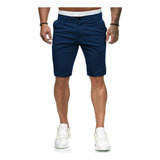 Bermuda Short Casual De Gabardina Ajustada Para Hombre