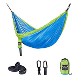 Hamaca Para Camping Portátil De Nailon, Color Azul-verde