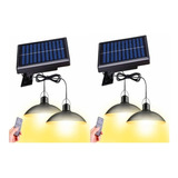 Pack 2 Lampara Solar Led Colgante Plafon + Control