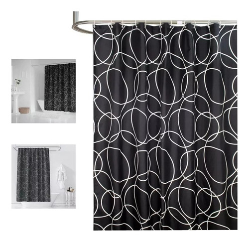 Cortina De Baño Lavable Tela Poliestér 180*200cm Impermeable