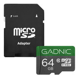 Memoria Micro Sd Gadnic 64 Gb Clase 10 Velocidad 6 Mb/s