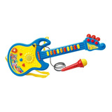Guitarra Infantil Musical Com Luz E Microfone De Plastico 