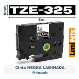 Cinta Tze-325 Para Rotuladora Brother Modelo Pt, 9mm X 8m