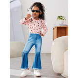 Conjunto Infantil Menina Flare Camiseta Coração Manga Longa