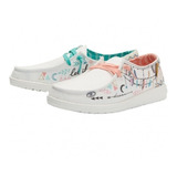 Hey Dude Mujer Zapatos Mocasines Wendy Doodle Star White