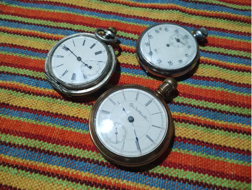 Lote De 3 Antiguos Relojes De Bolsillo Para Repuestos