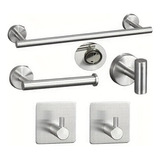 Set De 5 Accesorios De Baño Acero Inoxidable Plata