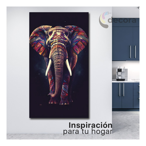 Cuadro Elefante Colores Canvas Elegante Sala Anima74 130x70