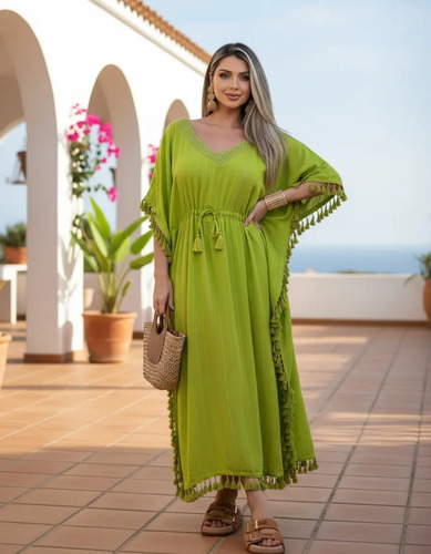 Vestido Bata Kaftan Boho Feminino Soltinho E Elegante | MercadoLivre