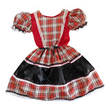 Vestido De Quadrilha Infantil, Com Lacinhos Para Cabelo